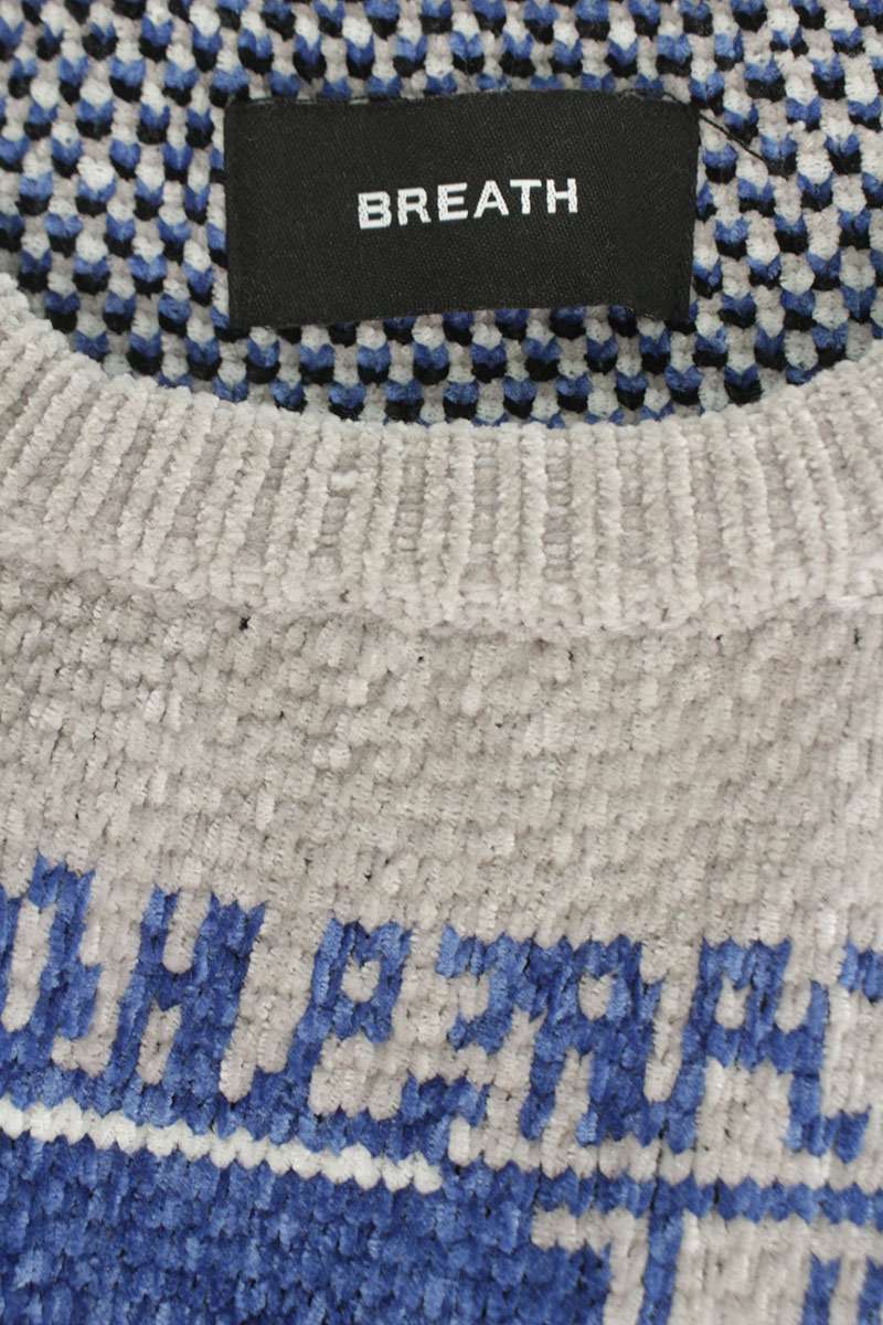 BLESS 24AW All-over Pattern Crewneck Knit Gray Blue Size L