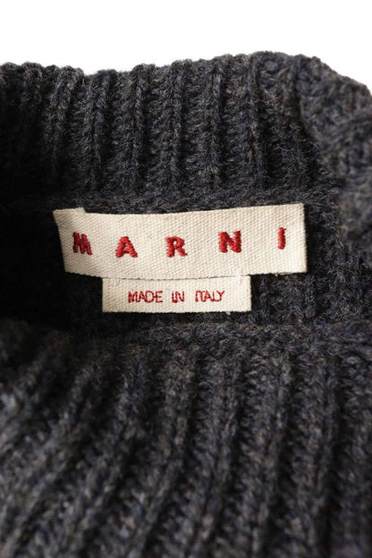 MARNI Logo Wool Turtleneck Knit Charcoal Gray Size S