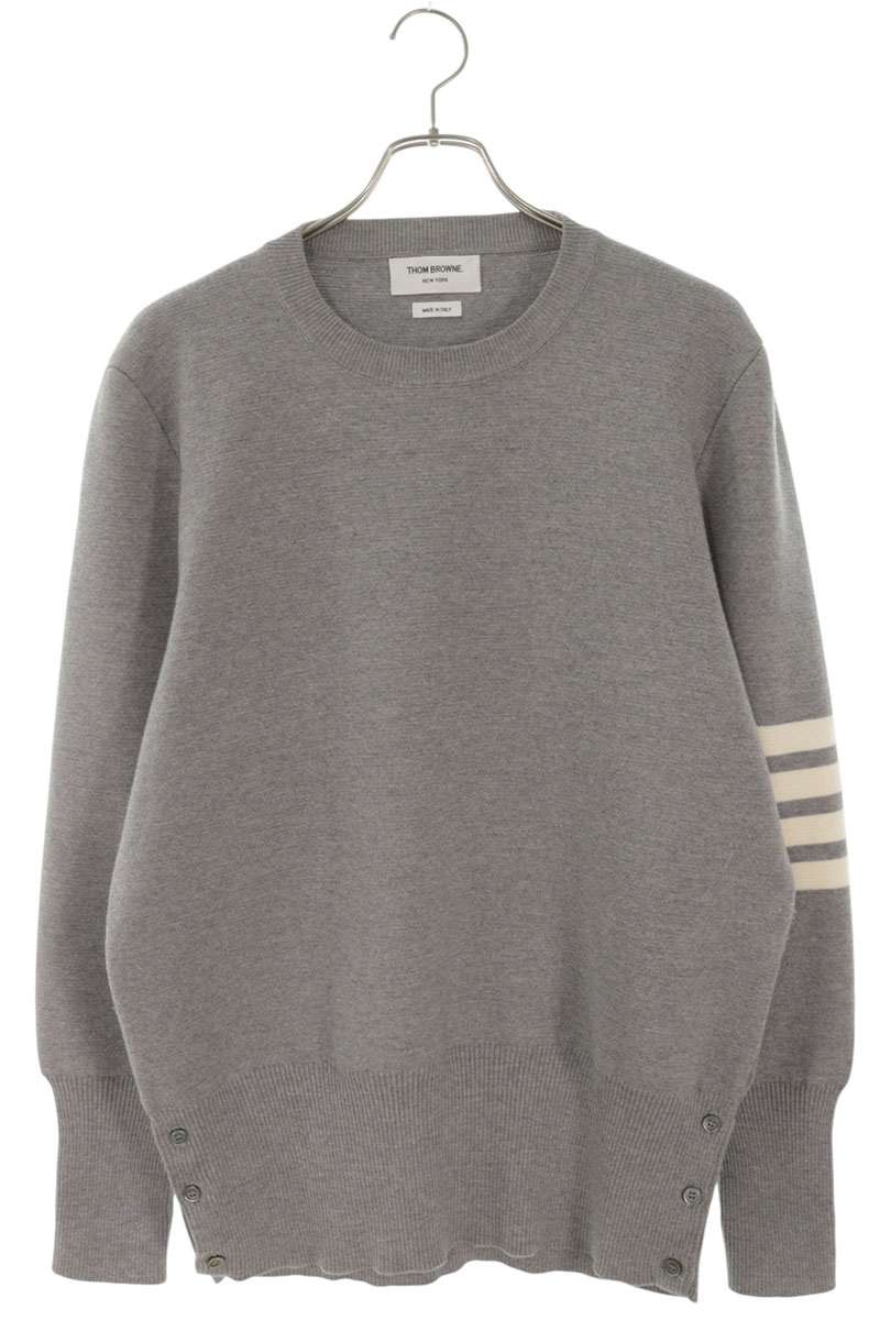 THOM BROWNE Wool 4-Bar Pullover Knit Gray Size 5