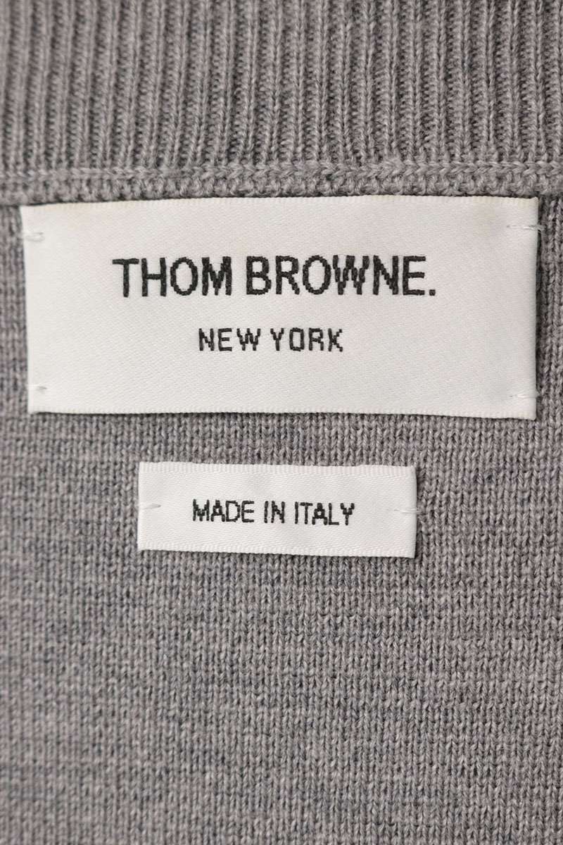 THOM BROWNE Wool 4-Bar Pullover Knit Gray Size 5
