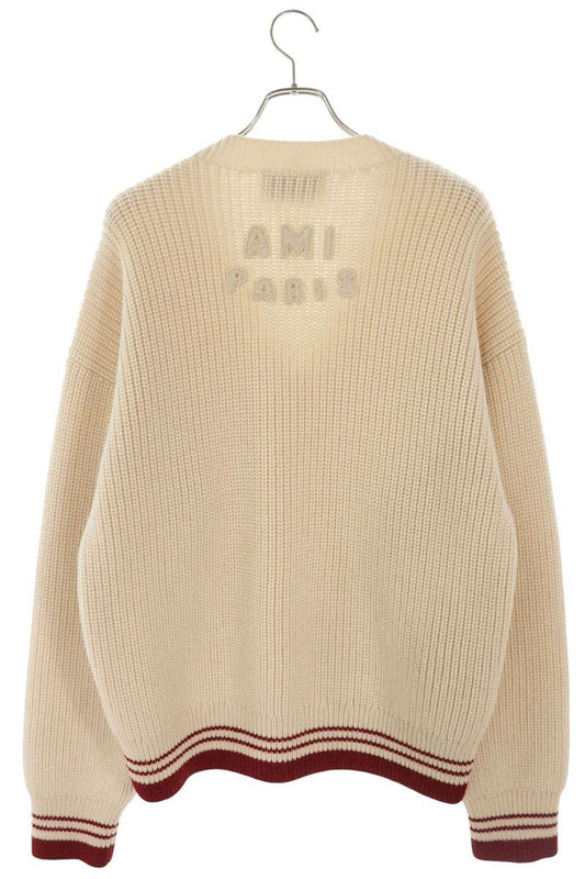AMI Heart A Embroidered Wool V-Neck Knit Multi Size M