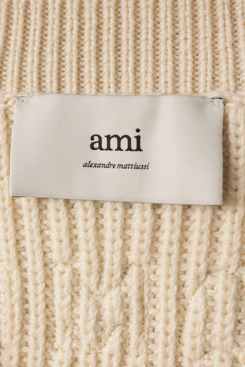 AMI Heart A Embroidered Wool V-Neck Knit Multi Size M