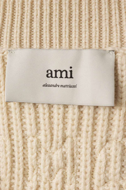 AMI Heart A Embroidered Wool V-Neck Knit Multi Size M