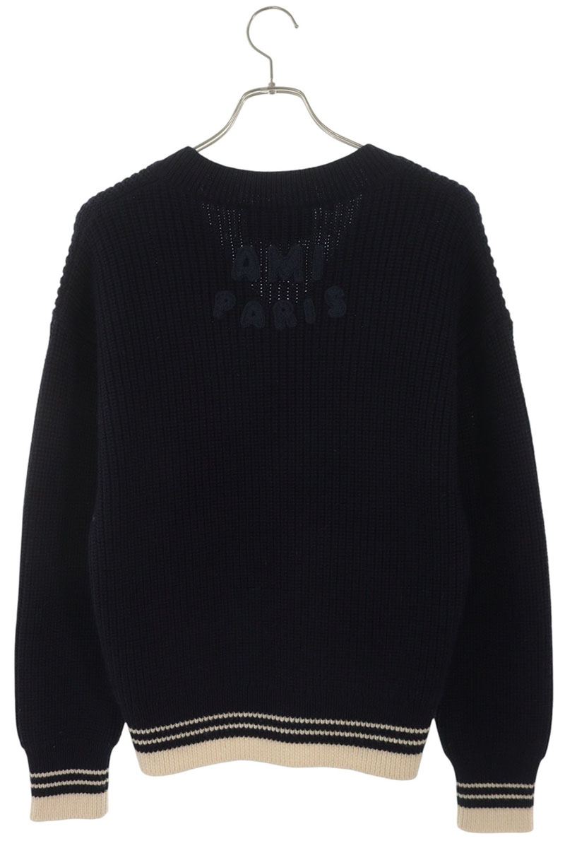 AMI Heart A Embroidered Wool V-Neck Knit Multi Size XS