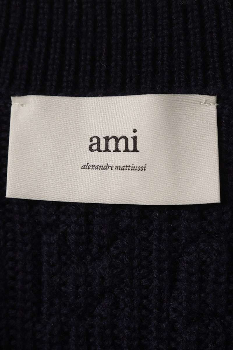 AMI Heart A Embroidered Wool V-Neck Knit Multi Size XS