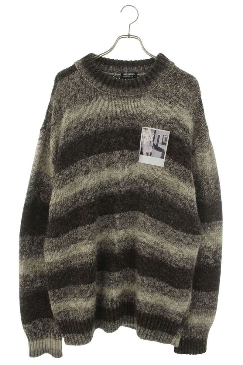 RAF SIMONS 20AW Striped Roundneck Sweater with Size M