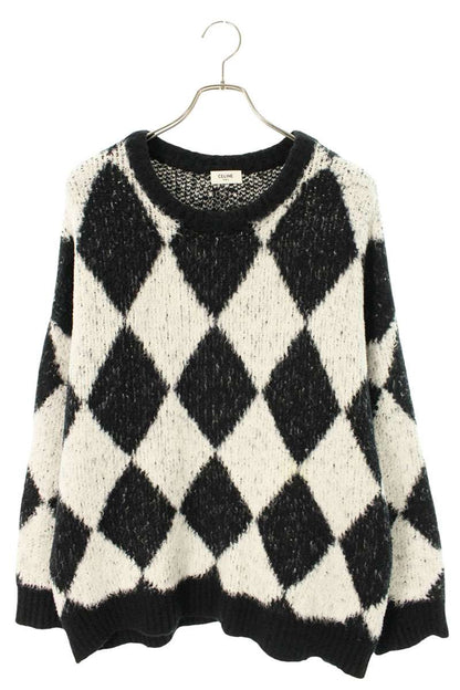 CELINE Boxy Knit White Black Size XS