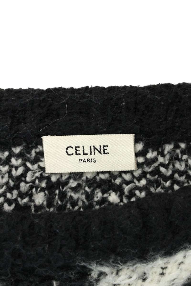 CELINE Boxy Knit White Black Size XS