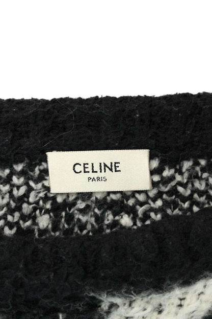 CELINE Boxy Knit White Black Size XS