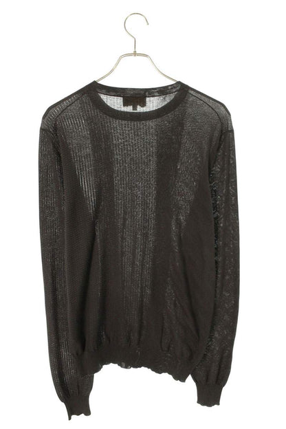 HERMES Jacquard Cotton Knit Dark Gray Size S