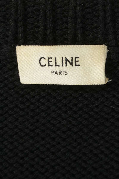 CELINE Pierrot Crewneck Wool Blend Knit Black Size M