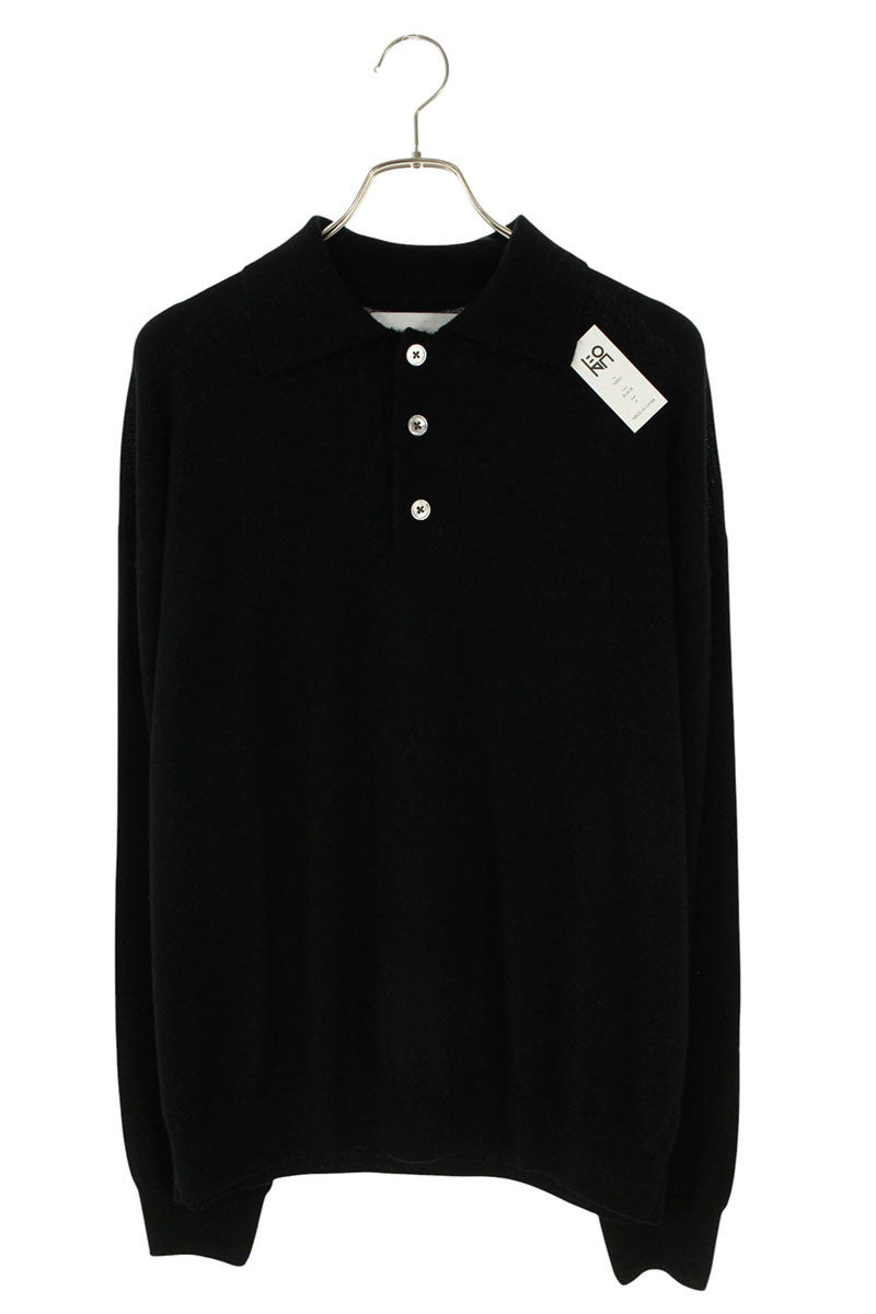 house of naked Wool Long Sleeve Polo Knit Black Size L