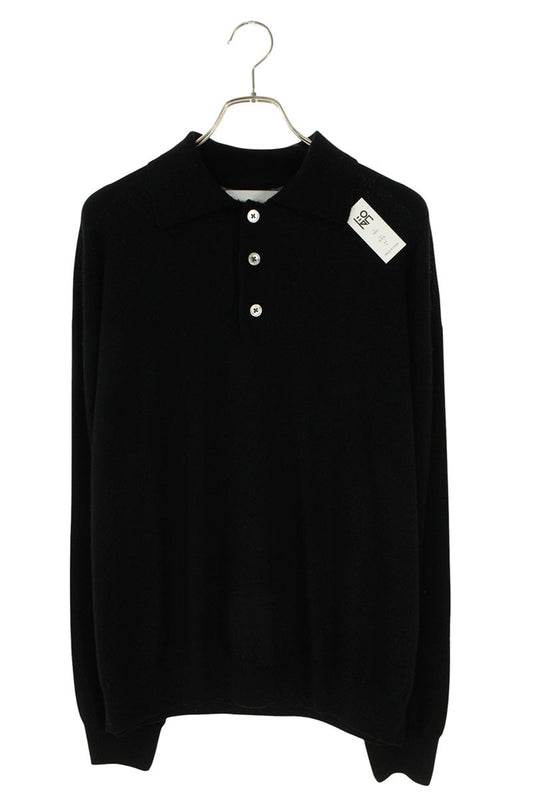 house of naked Wool Long Sleeve Polo Knit Black Size L