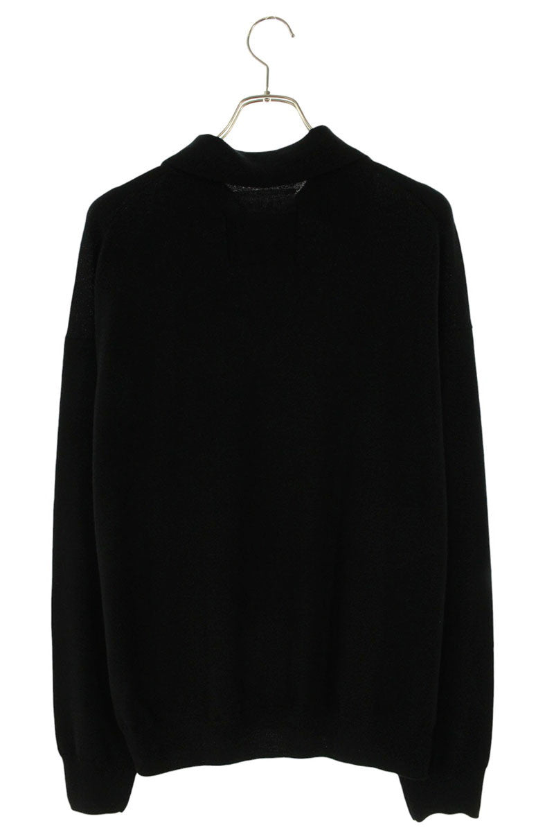 house of naked Wool Long Sleeve Polo Knit Black Size L