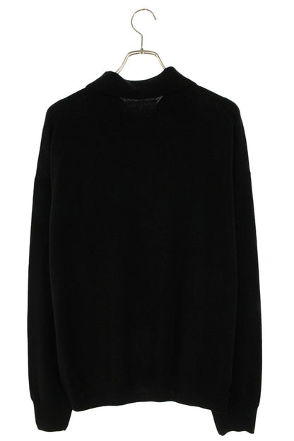 house of naked Wool Long Sleeve Polo Knit Black Size L
