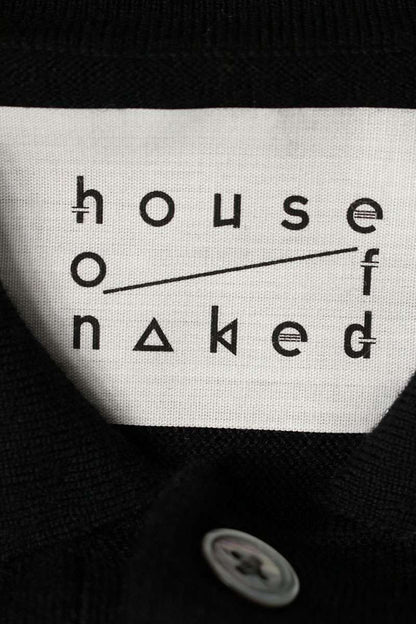house of naked Wool Long Sleeve Polo Knit Black Size L