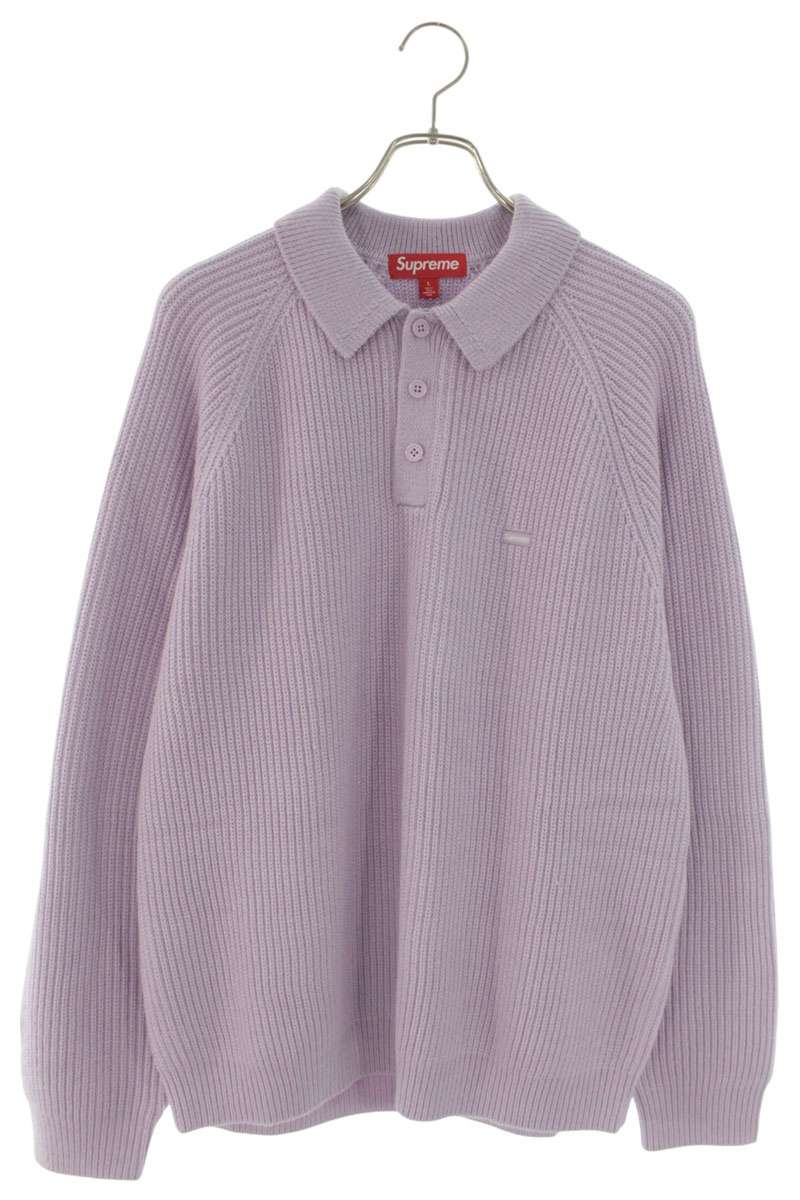 SUPREME 25AW Small Box Logo Polo Sweater Purple Size L