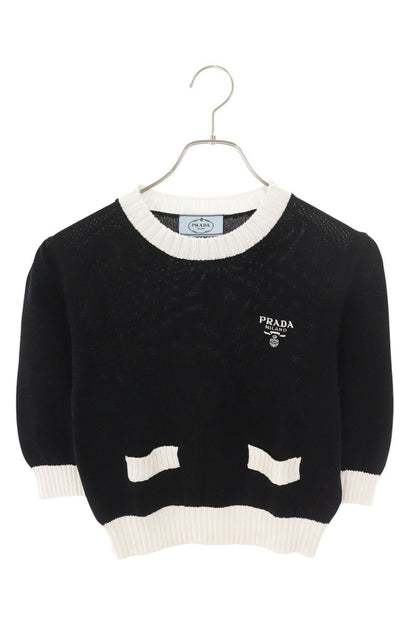 PRADA Cotton Logo Embroidered Cropped Short Sleeve Size XL