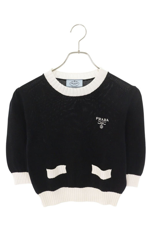 PRADA Cotton Logo Embroidered Cropped Short Sleeve Size XL