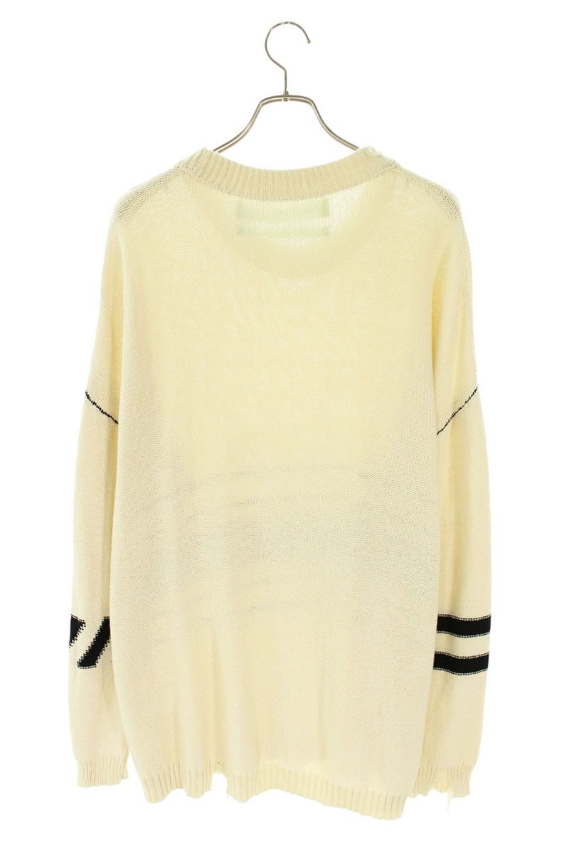 OFF-WHITE Distressed Logo Cotton Knit White Size L