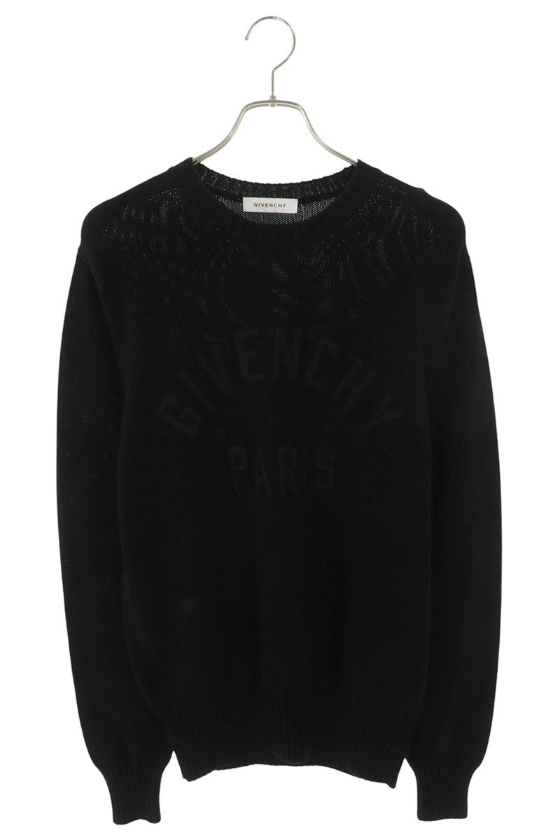 GIVENCHY Cotton Front Logo Embroidered Knit Black Size XS