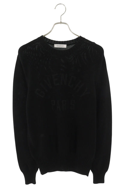 GIVENCHY Cotton Front Logo Embroidered Knit Black Size XS