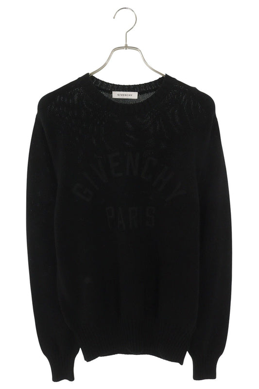 GIVENCHY Cotton Front Logo Embroidered Knit Black Size XS