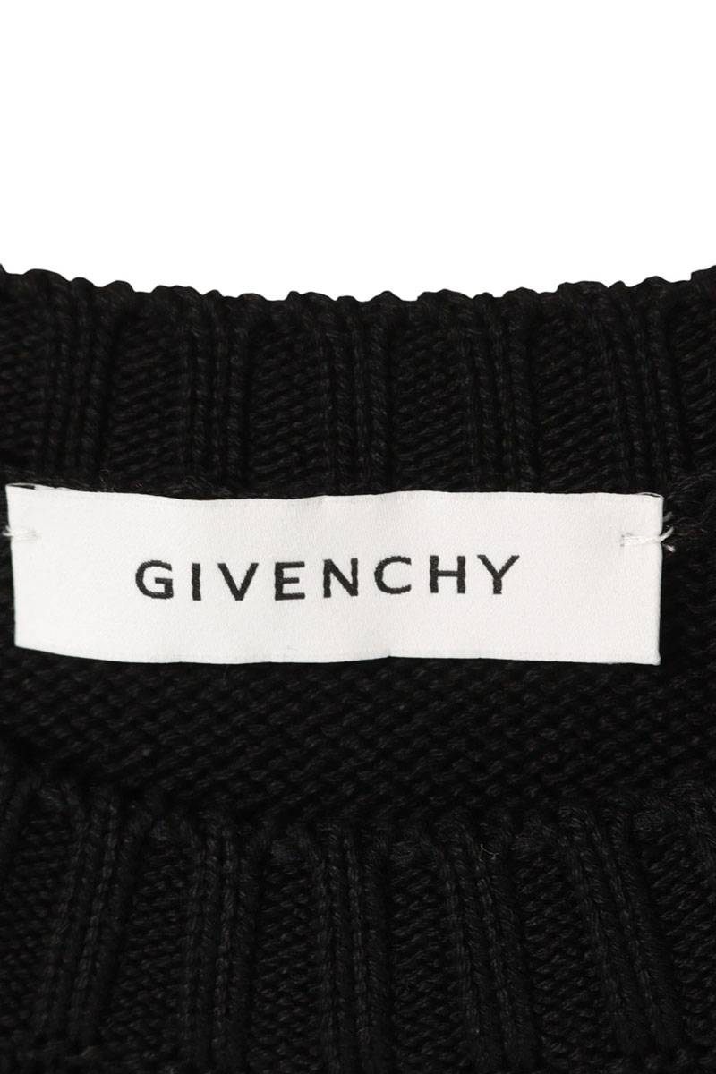 GIVENCHY Cotton Front Logo Embroidered Knit Black Size XS