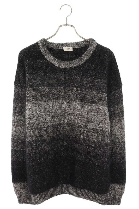 CELINE Oversized Mohair Blend Knit Sweater Black Size L