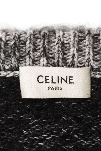 CELINE Oversized Mohair Blend Knit Sweater Black Size L
