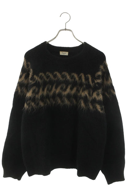 CELINE Alpaca Blend Crewneck Knit Black/Brown Size XL