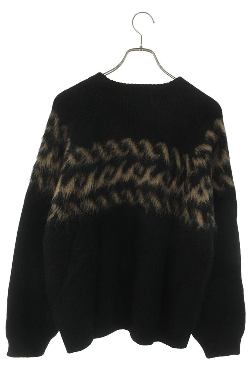 CELINE Alpaca Blend Crewneck Knit Black/Brown Size XL