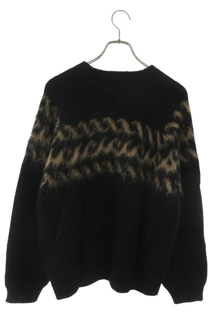CELINE Alpaca Blend Crewneck Knit Black/Brown Size XL