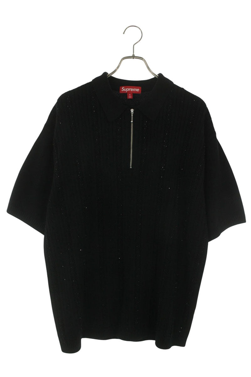 SUPREME 26SS Beaded Zip Short Sleeve Polo Sweater Size XL