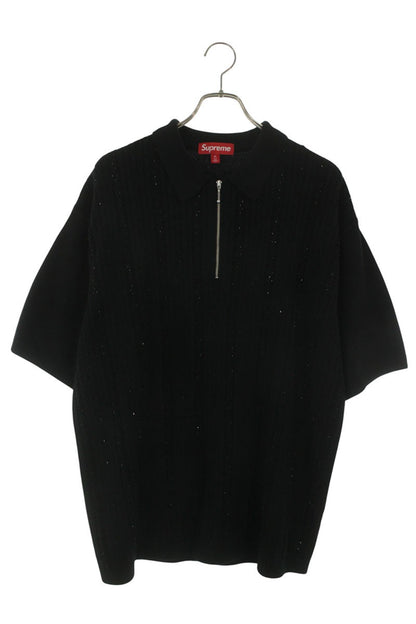 SUPREME 26SS Beaded Zip Short Sleeve Polo Sweater Size XL