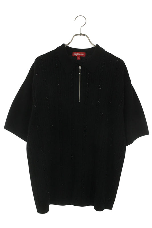 SUPREME 26SS Beaded Zip Short Sleeve Polo Sweater Size XL