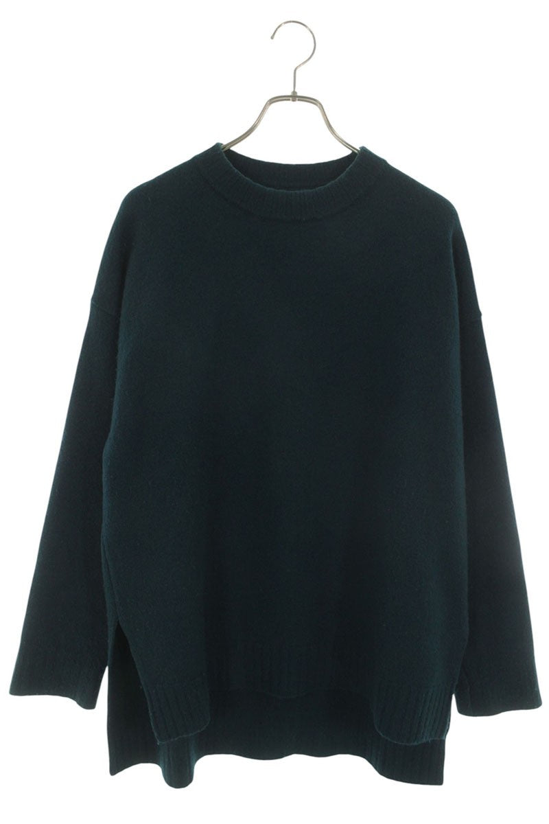 JILSANDER 20AW Side Slit Crewneck Knit Green Size 46