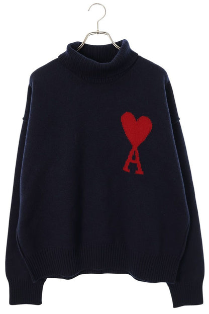 AMI Alexandre Mattiussi Wool Heart Logo Turtleneck Size L