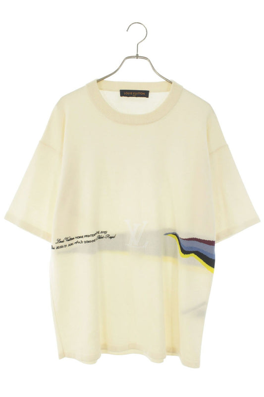 LOUISVUITTON Logo Jacquard Cashmere Short Sleeve Knit Size L