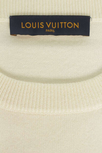 LOUISVUITTON Logo Jacquard Cashmere Short Sleeve Knit Size L