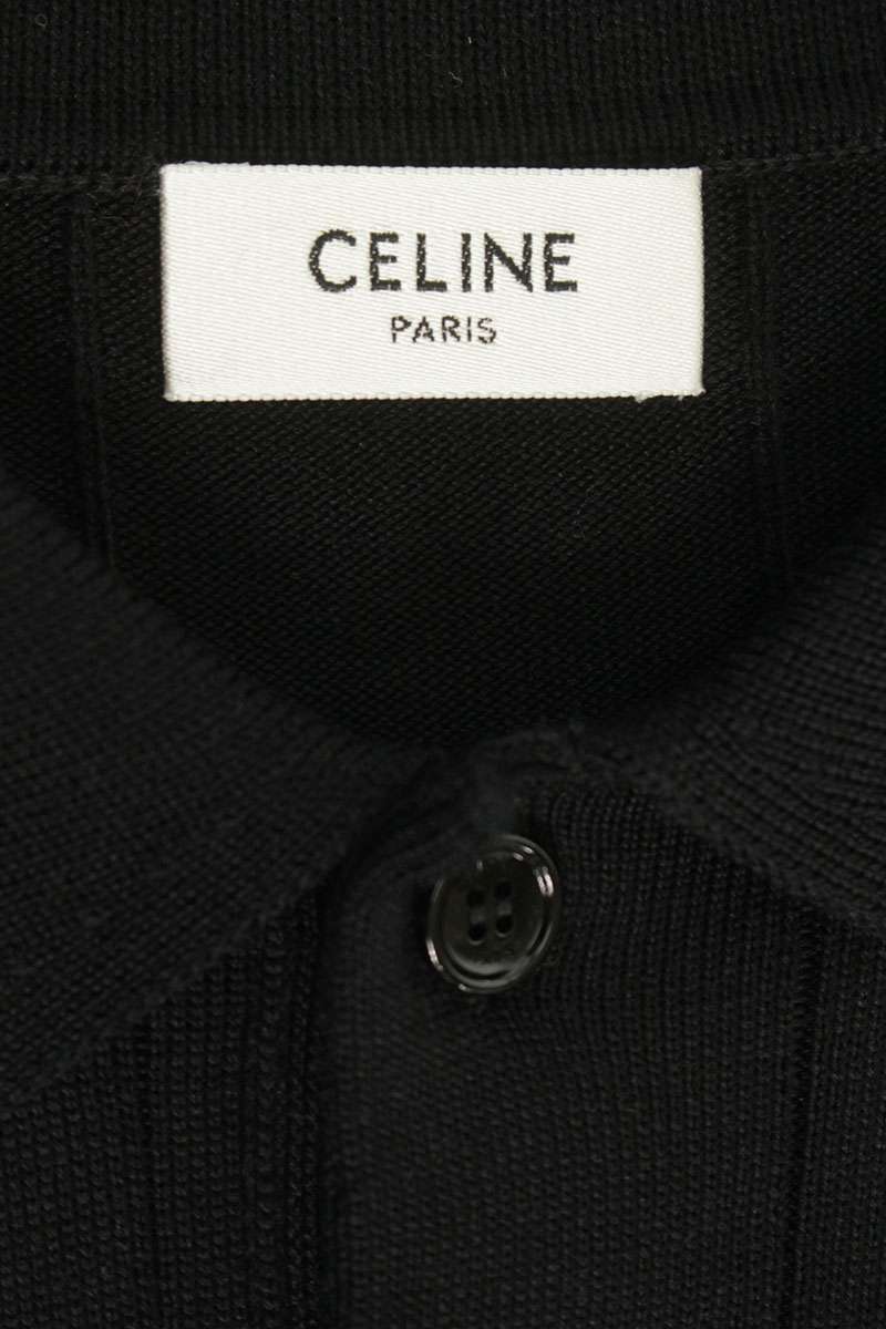 CELINE SS26 Triomphe Silk Blend Polo Knit Black Size S