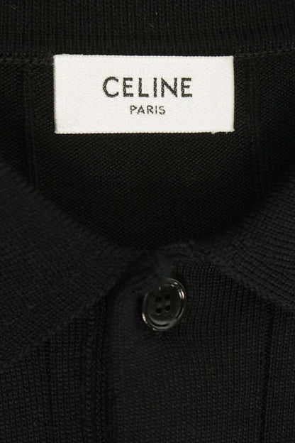 CELINE SS26 Triomphe Silk Blend Polo Knit Black Size S