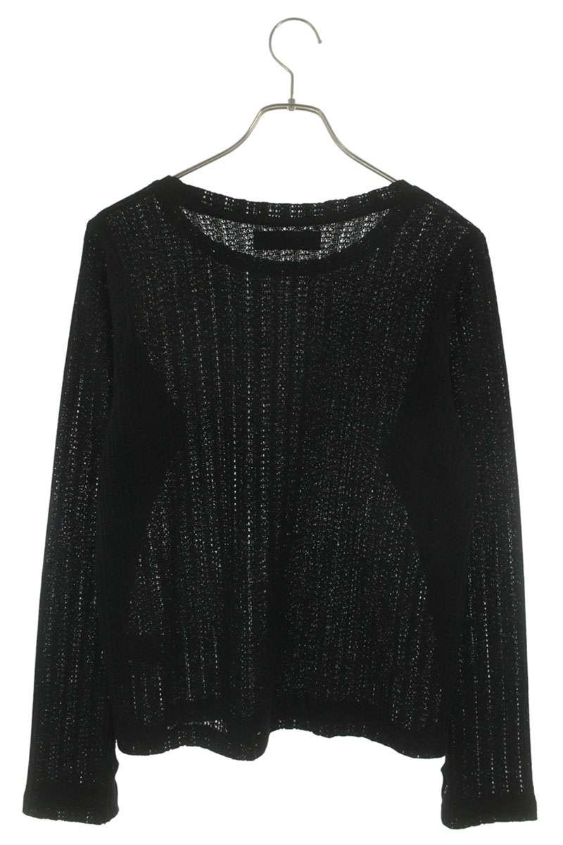 JAREY Sheer Mesh Crew Neck Knit Black Size S