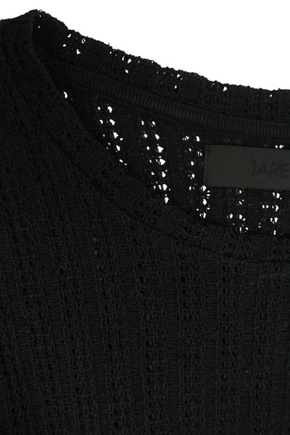 JAREY Sheer Mesh Crew Neck Knit Black Size S