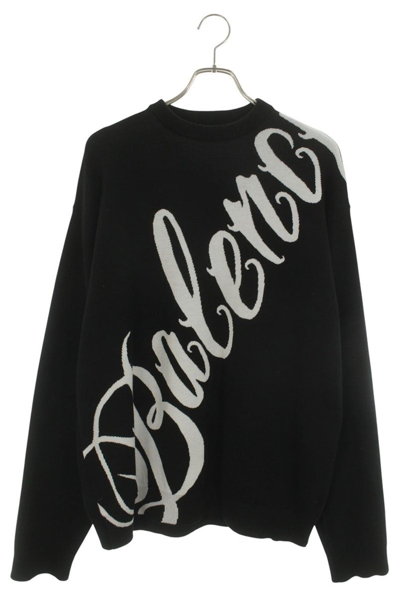 BALENCIAGA Logo Crewneck Sweater Black/White Size S