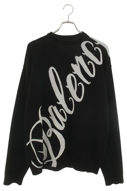 BALENCIAGA Logo Crewneck Sweater Black/White Size S