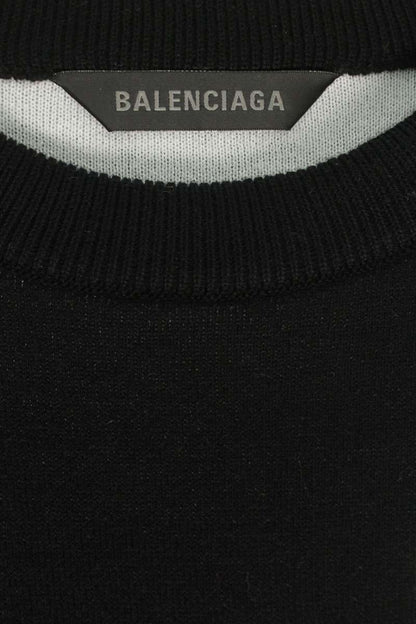 BALENCIAGA Logo Crewneck Sweater Black/White Size S
