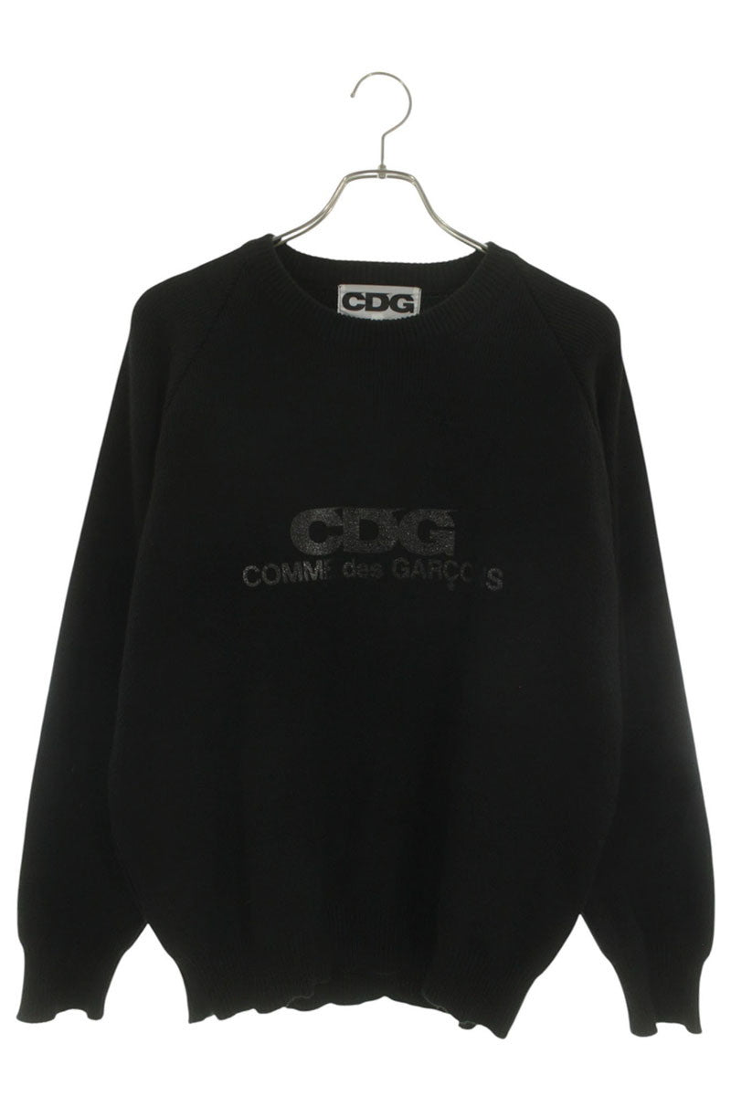 CDG Acrylic Logo Crew Neck Knit Black Size XL