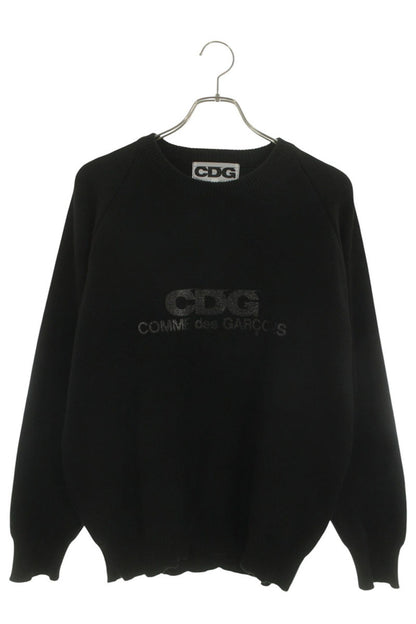CDG Acrylic Logo Crew Neck Knit Black Size XL
