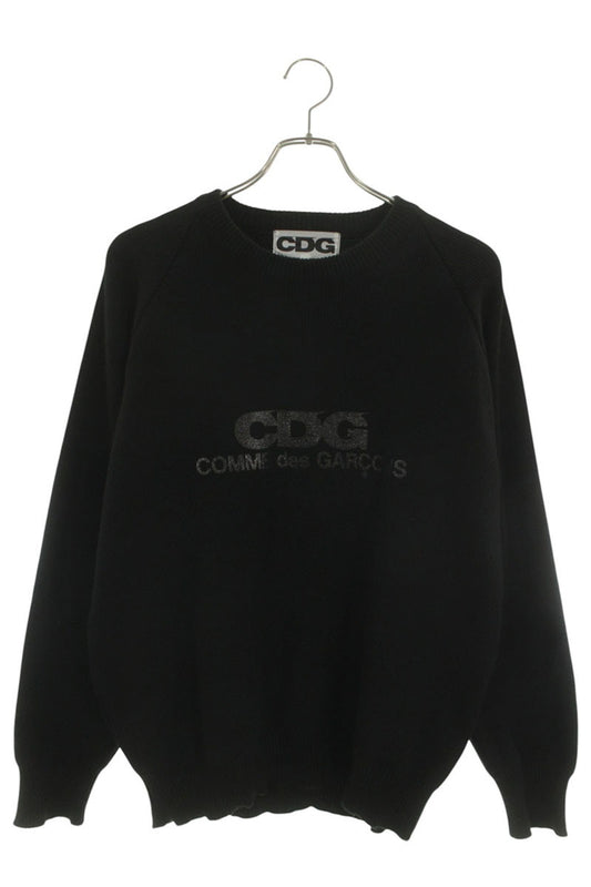 CDG Acrylic Logo Crew Neck Knit Black Size XL